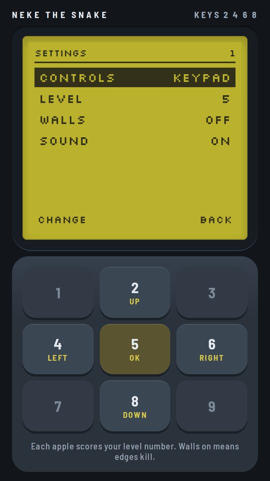 Settings and keypad controls